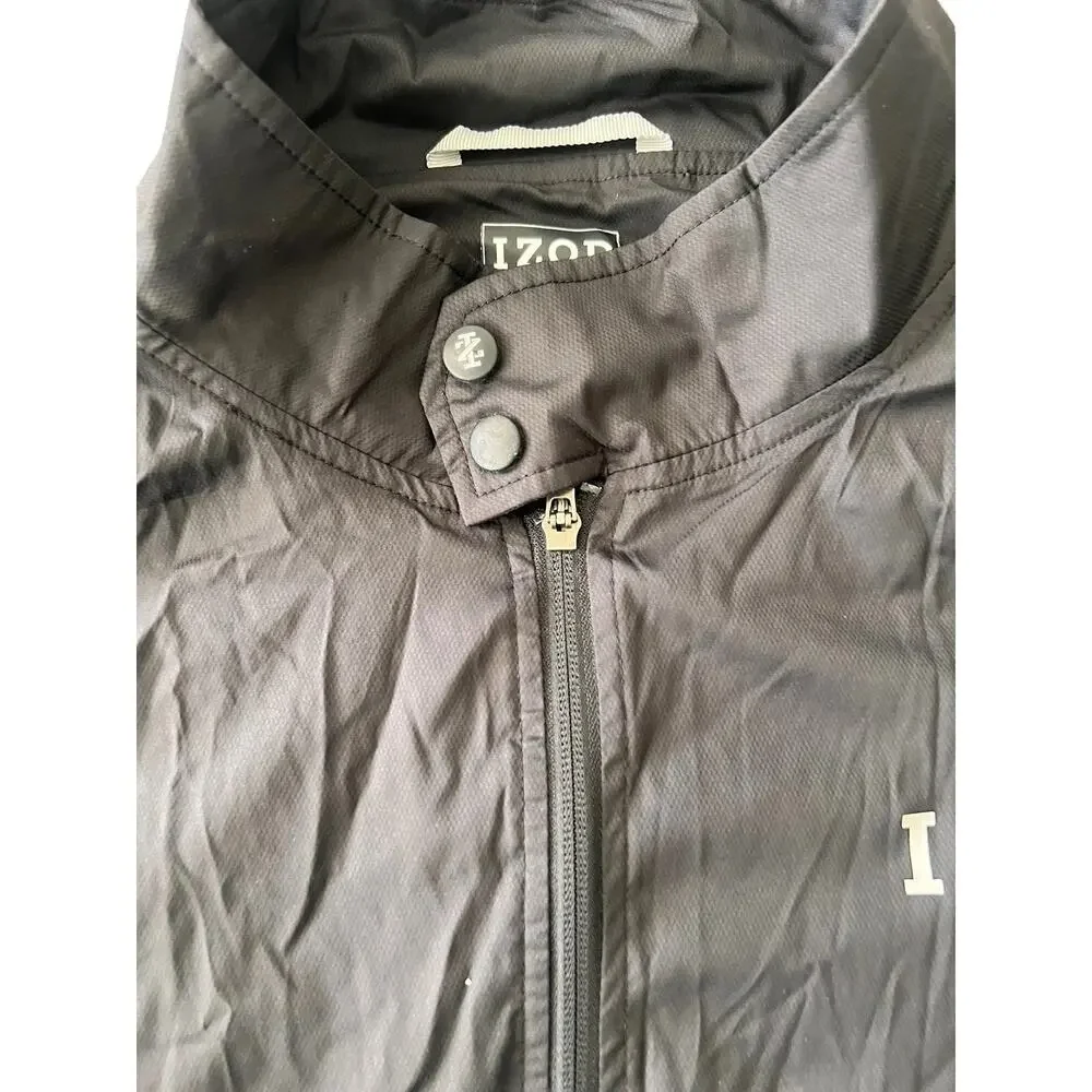 IZOD Golf Men’s Full Zip Windbreaker Jacket Black XXL Lightweight